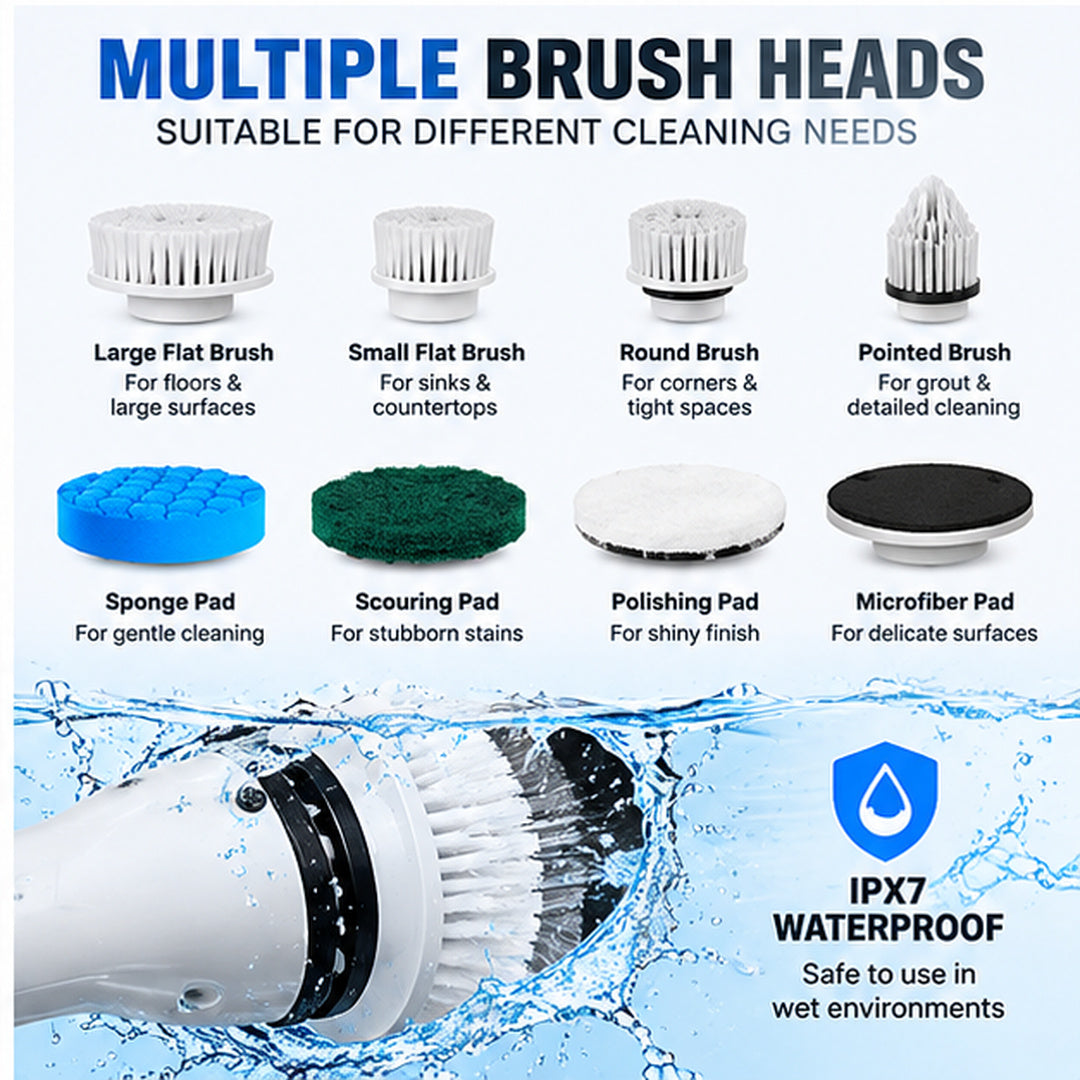 Electric Spin Scrubber with Extendable Handle