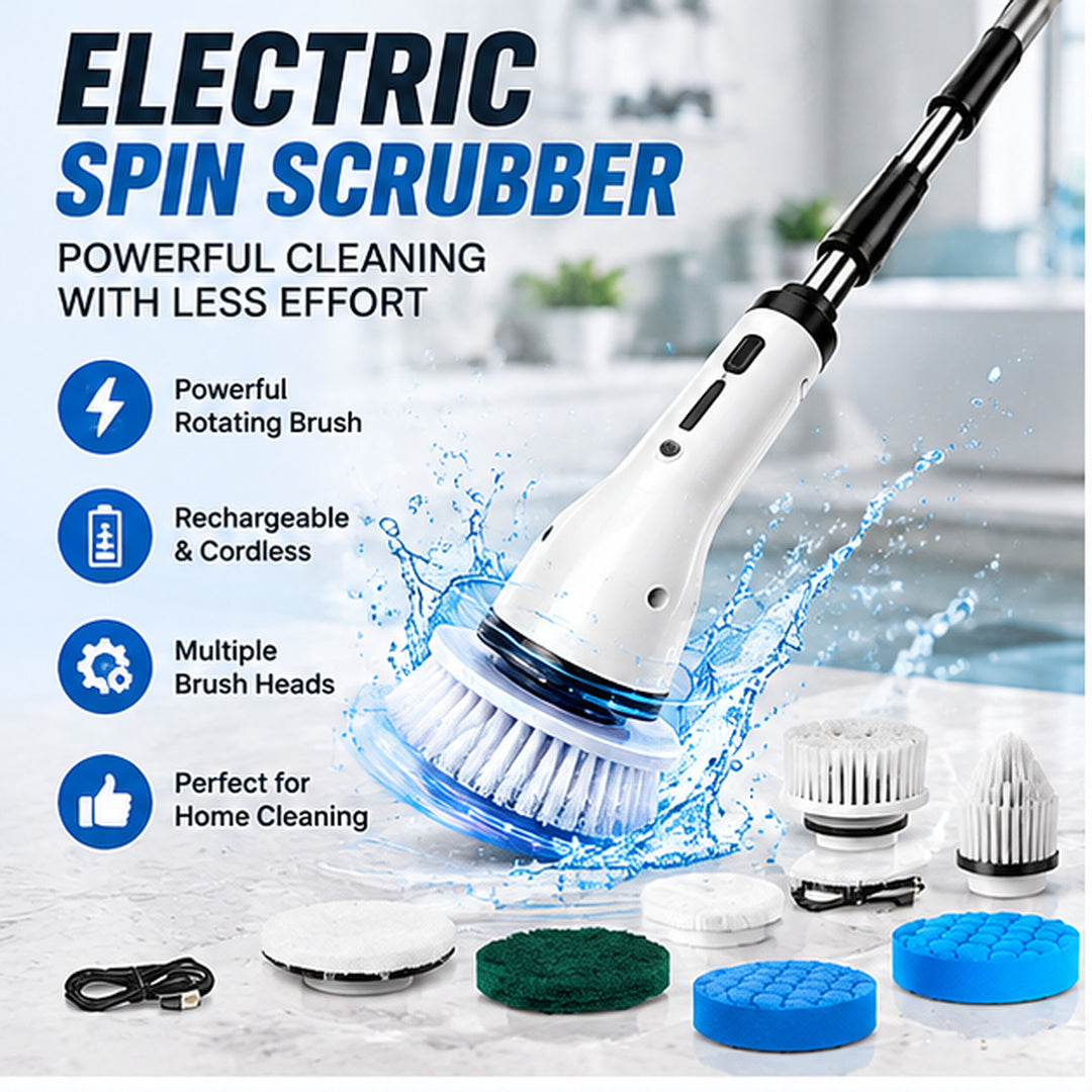Electric Spin Scrubber with Extendable Handle